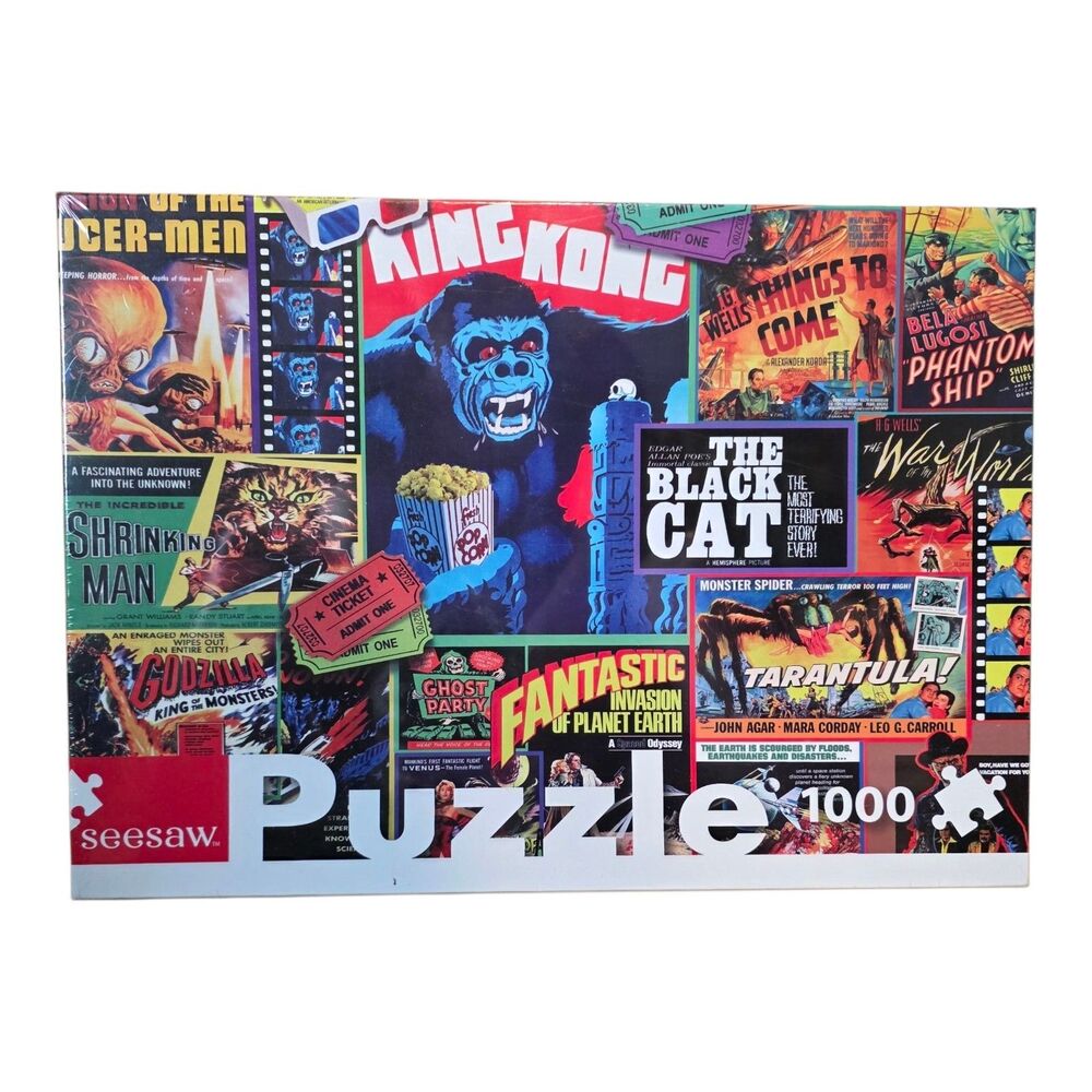 THRILLER MOVIE CLASSICS Seesaw 1000 Piece Jigsaw Puzzle Horror Film Game Retro